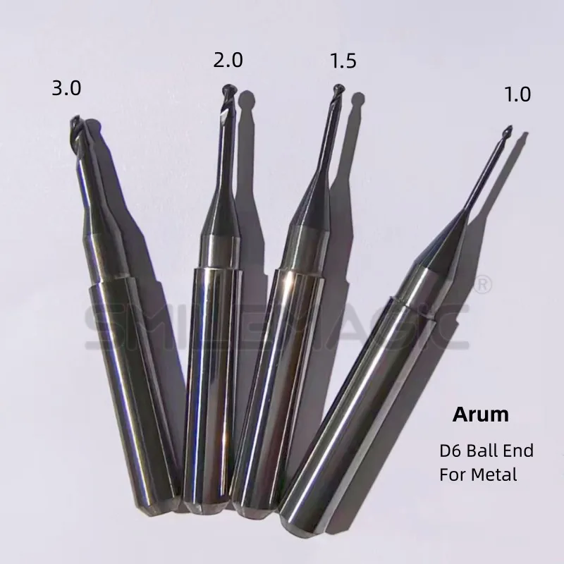 

Arum Metal Cad Cam Dental Flat And Ball End-mills For Metal Shaft 6.0mm Arum Milling Burs