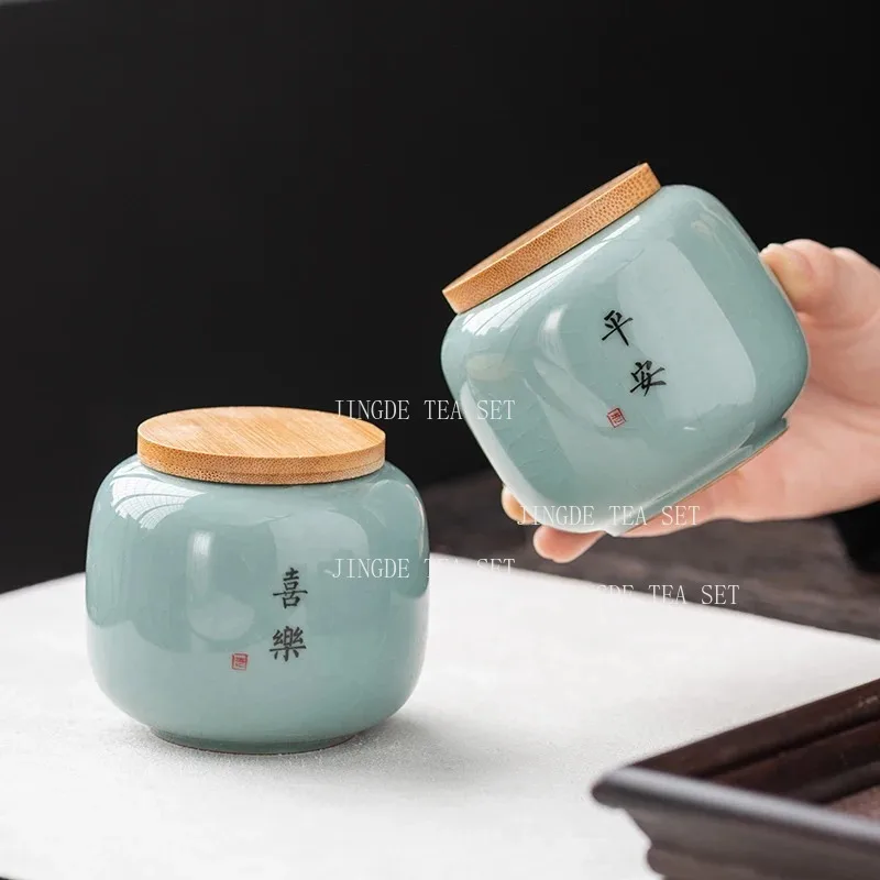 Portable Ceramic Tea Caddy Household Sealed Tieguanyin Storage Tank Travel Tea Boxes Tea Jar Coffee Spice Candy Containers