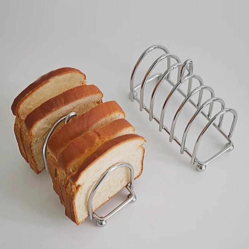 Stainless Steel Toast Bread Rack 6 Slices Food Display Tool For Restaurant Home Bread Holder Kitchen Accessories