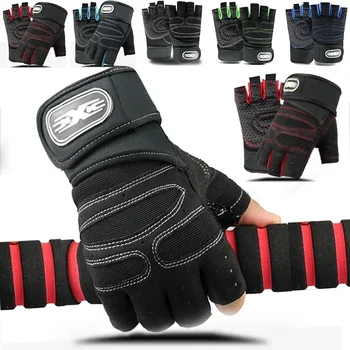 Gym Gloves for Women Men Crossfit Bodybuilding Dumbbell Fitness Strap Sports Training Exercise Workout Fingerless Cycling Gloves 1