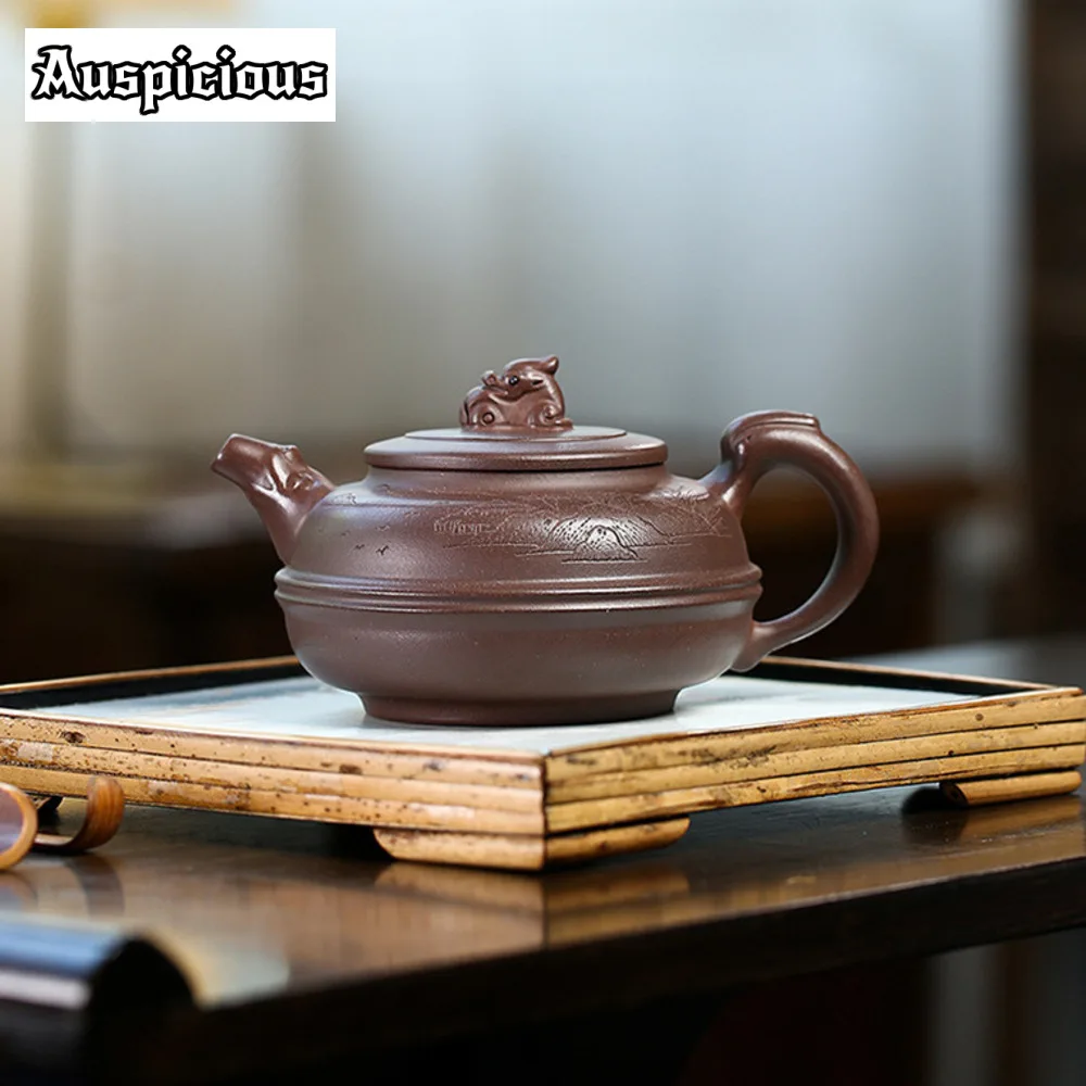 

Чайники из исинской фиолетовой глины ручной работы, 310 мл, дизайнерский художественный чайник из сырой руды, фиолетовый грязевой чайник, китайская коллекция чайного набора Zisha