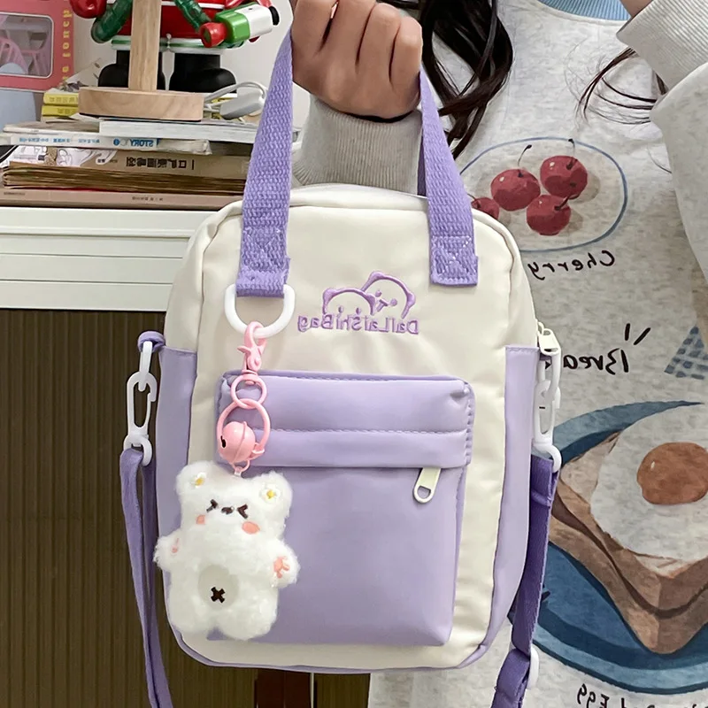 New Cute Girls 20cm Doll Bag Y2K Versatile Transparent Pocket Shoulder Crossbody Bags Simple Basic Ita Bag Student Handbag Purse