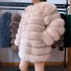 70CM 4in1 New Fast Shipping New Fashion Women Fashion Real Natural Fox Fur Long Coat Jacket for Winter Warm Over C 4