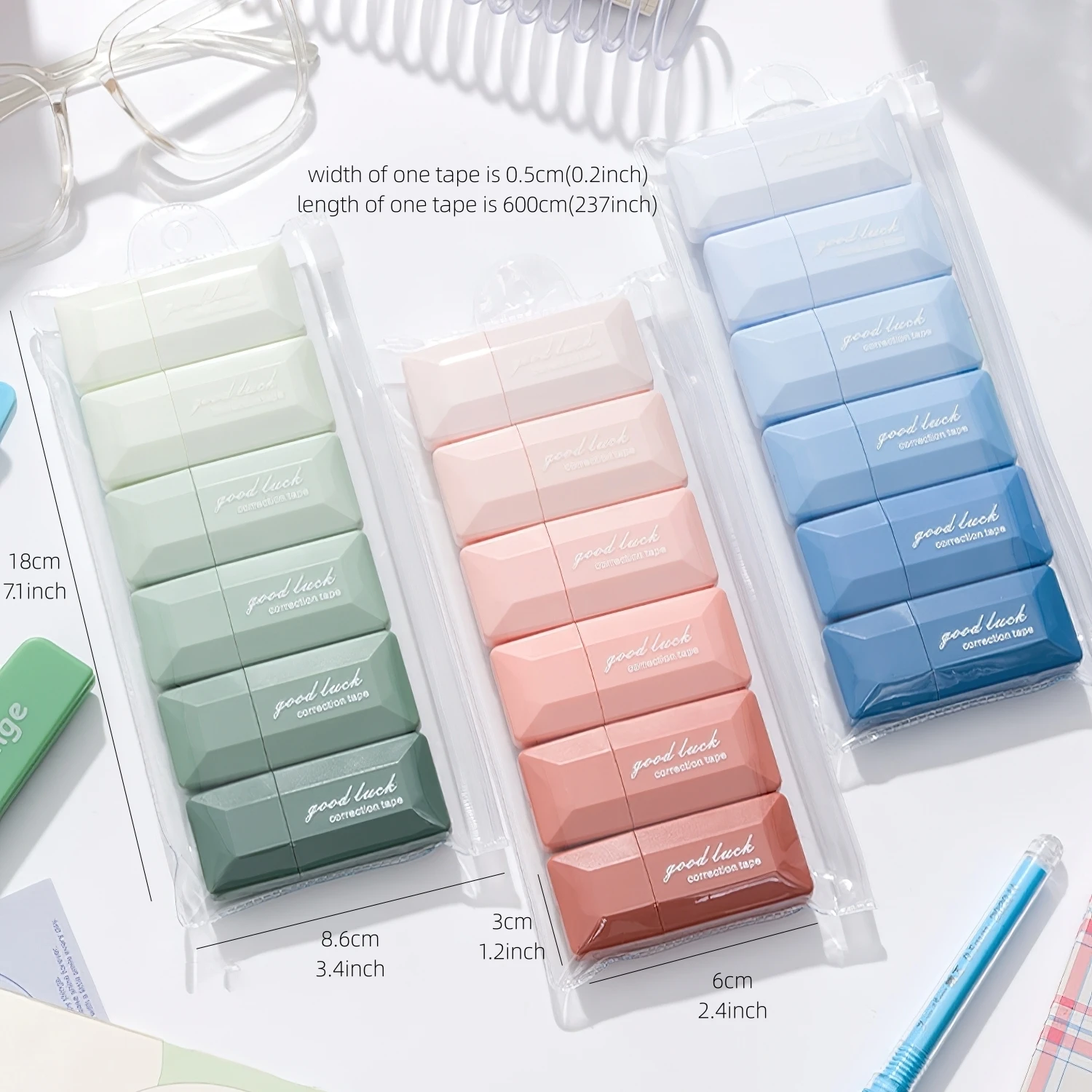6pcs Sugar Cube Correction Tapes Set Gradient Color 5mm*6m Correcting Tools Office School A7541