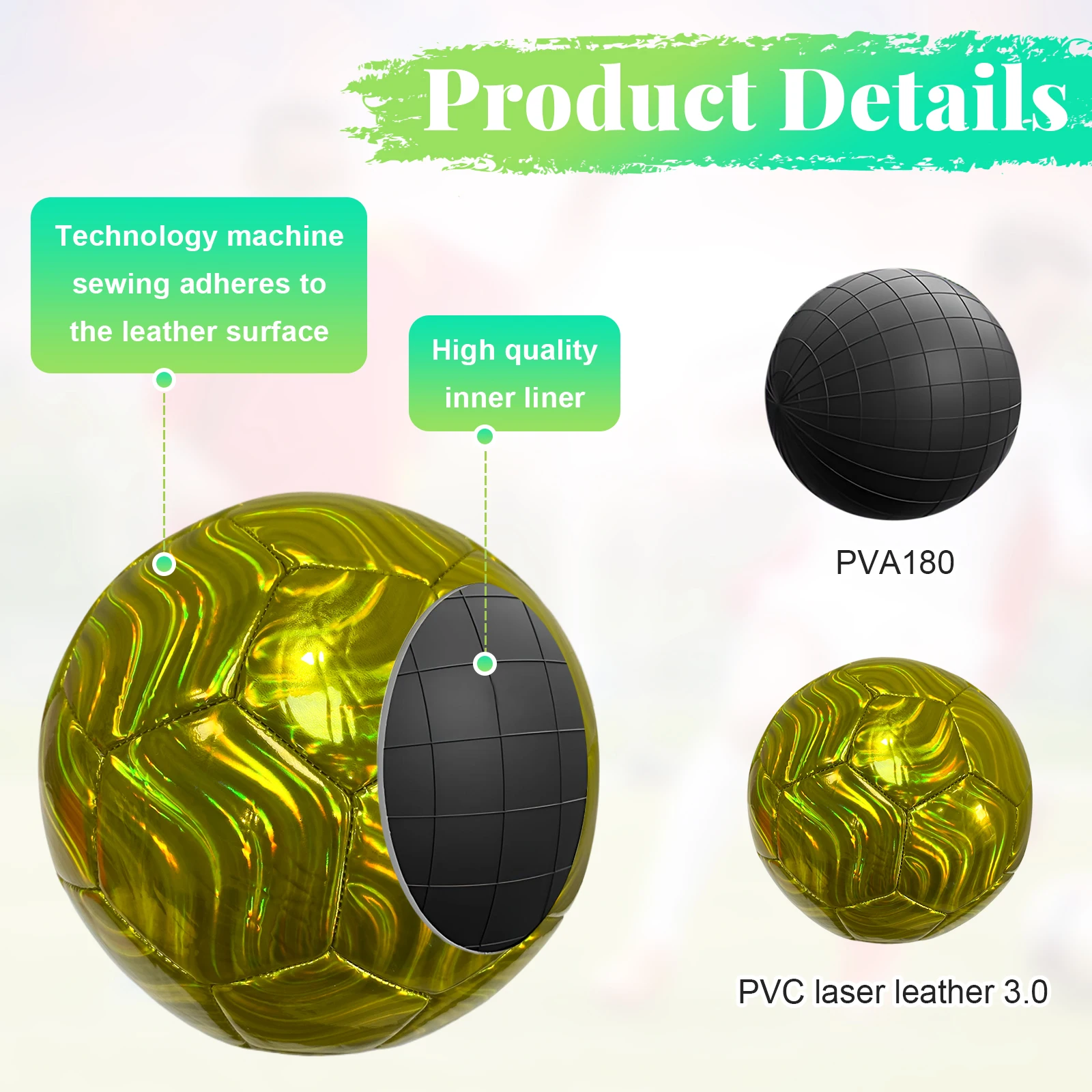 축구 크기 5 PVC 성인 청소년 어린이 레이저 물 리플 축구 경기 훈련 킥 방지 폭발 방지 내구성-Freehip.co.kr