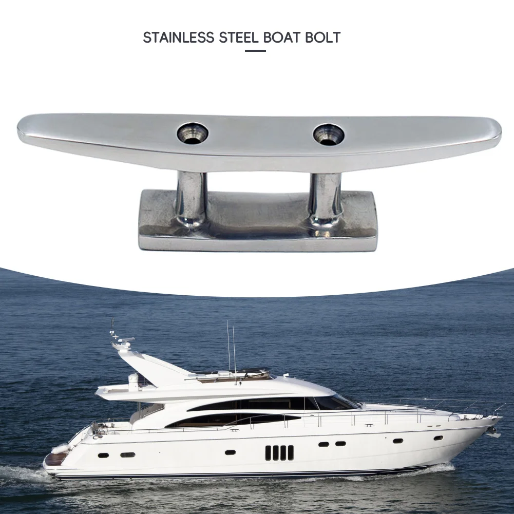 

4" 5" 6" 8" Low Flat Cleat 316 Stainless Steel 2 Hole Hardware boat cleats For Marine Boat Deck Rope Tie yacht accessories