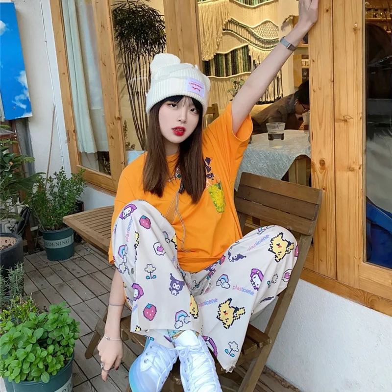 

Kawaii Sanrio Kuromi Pajama Pants Cute Cartoon My Melody Anime Nightdress Bedroom Leisure Outer Wear Home Clothes Girls Gifts