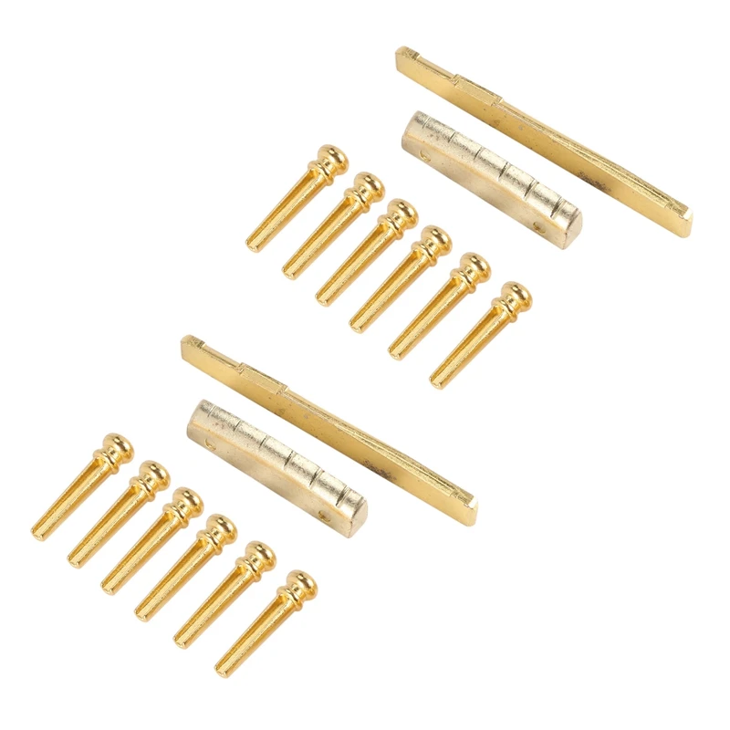 

12PCS Guitar Brass Bridge Pins Saddle Nut Replacement Parts For Acoustic Guitar