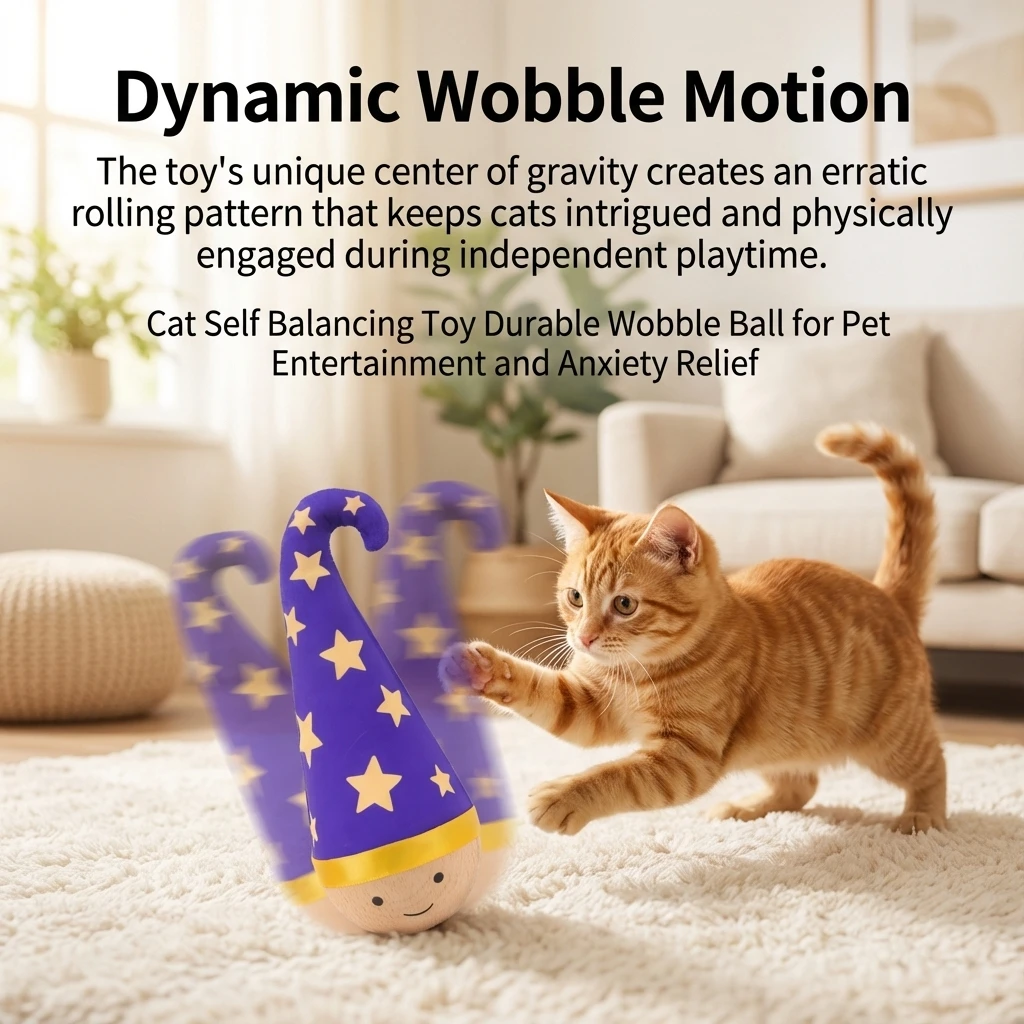 Cat Self Balancing Toy Durable Wobble Ball Tease Cat Toy Shock ...