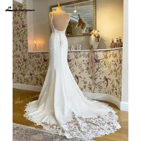 Lakshmigown Boho Mermaid Wedding Dress For Women Sexy Scoop Neck Spaghetti Straps Backless Customized Lace Appliques Bride Gown 2