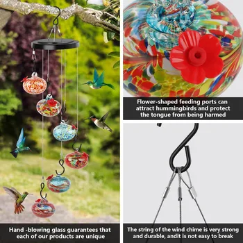 Outdoor Hummingbird Water Feeder Wind Chime Shaped Water Feeder Hanging Bird Water Feeder - Image 6