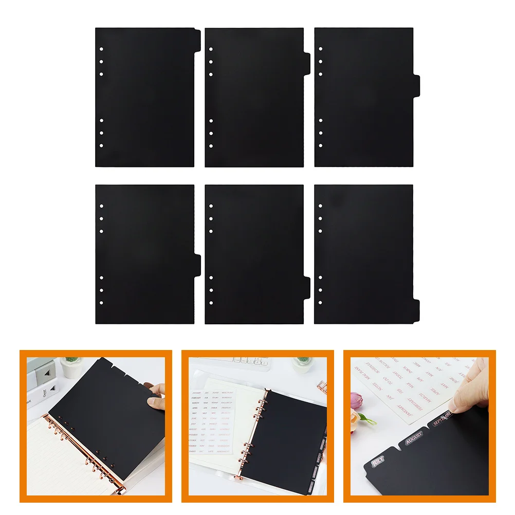 

6Pcs Binder Dividers 6 Ring Tab Dividers Plastic 6 Sheets Insertable Index Page Dividers 6 Hole Punch Dividers Letter A5