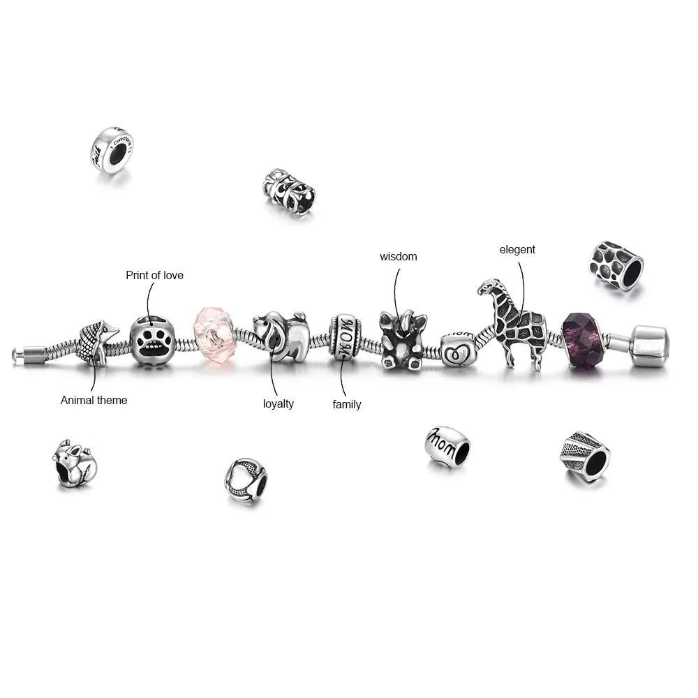 Stainless Steel Bracelet Jewelry Snake Chains European Clips DIY Charms