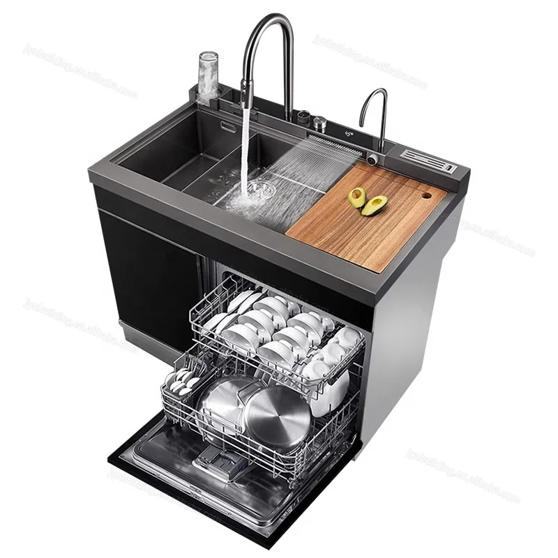 Integrated Sink,Ultrasonic,Sink Dishwasher,Embedded,Kitchen Dishwasher,304 Stainless Steel 110-220V Household Cleaning Machine 1