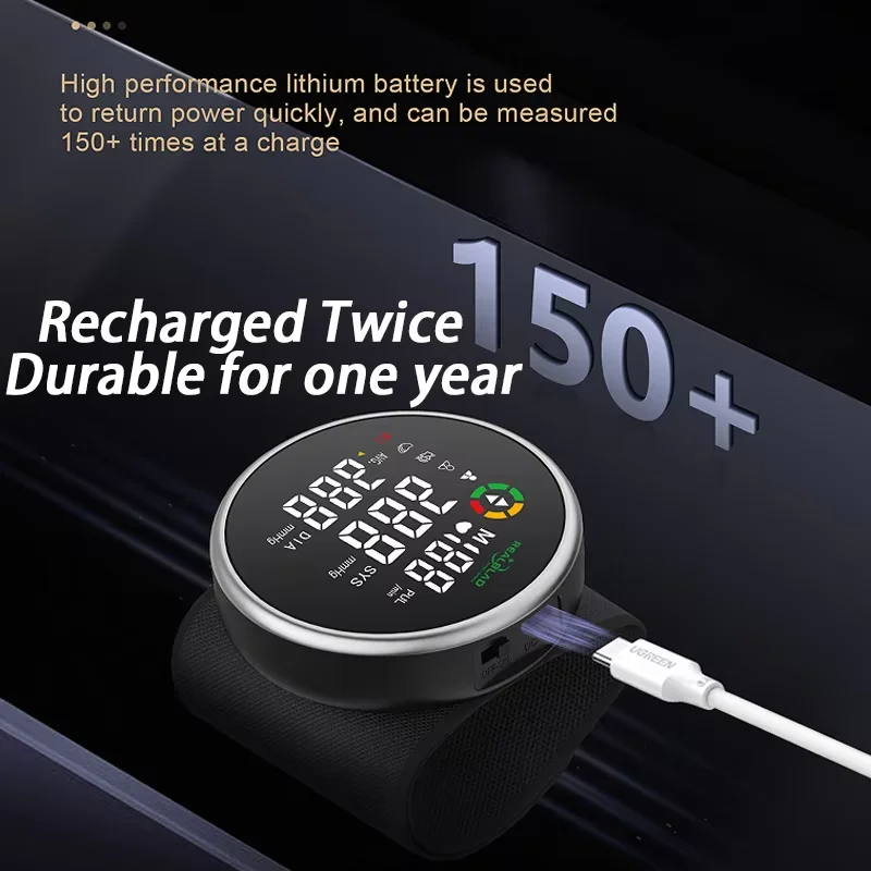 New Wrist Blood Pressure Monitor Intelligent Voice HeartRate Blood Pressure Monitor LED Digital Screen Rechargeable Home Medical