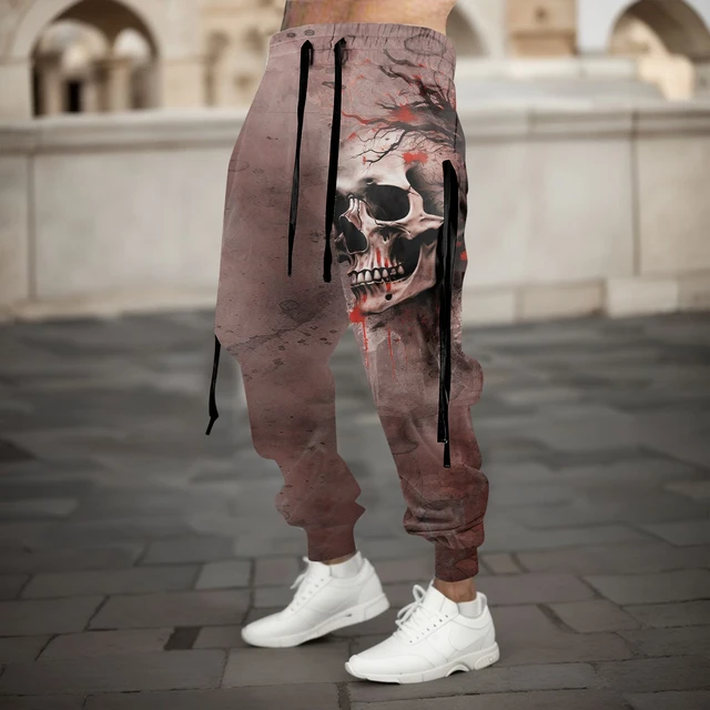 Pantalones de chándal holgados para hombre, ropa de calle con cordón,  pantalones largos de chándal para