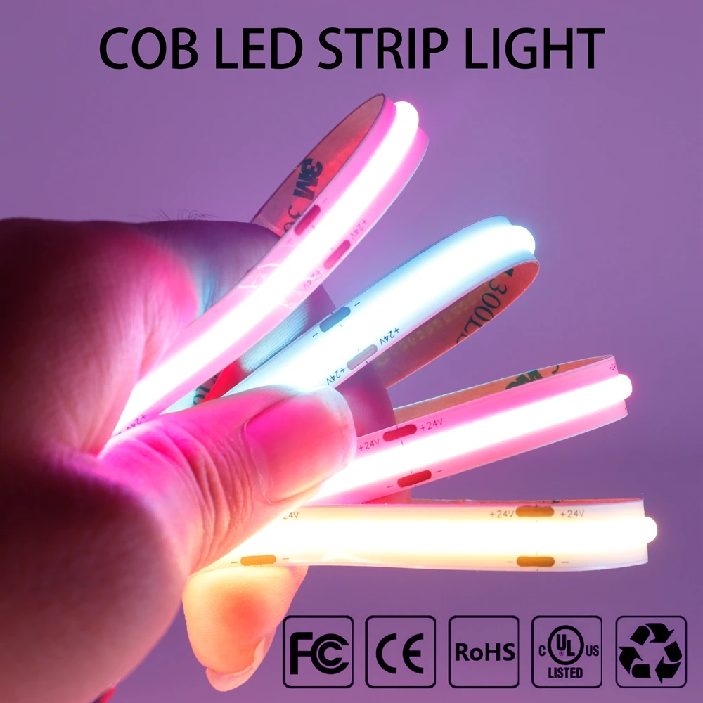 COB LED Strip Light High Density Linear Flexible Tape 480/528Leds/m Warm Nature