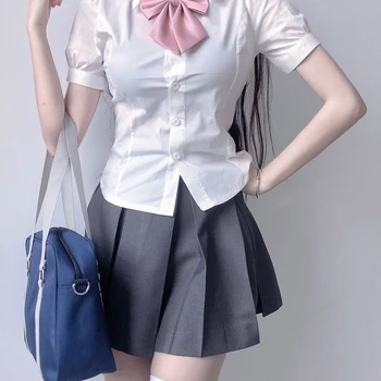 일본 섹시한 소녀 레이스업 셔츠, 섹시한 수집 허리, 얇은 여름 셔츠, JK 고등학교 유니폼, 클래스 학생 천