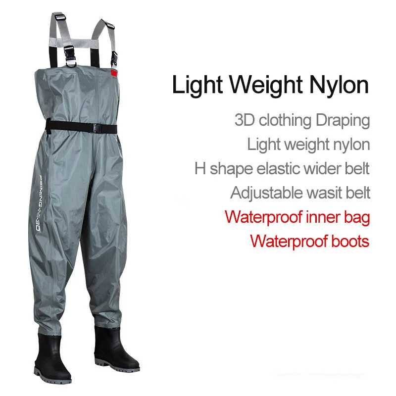 Light Weight Nylon Advancer Fishing Waders Adult Men Waterproof Lure Outdoor Overall Chest Wader Hunting Pants With Boots