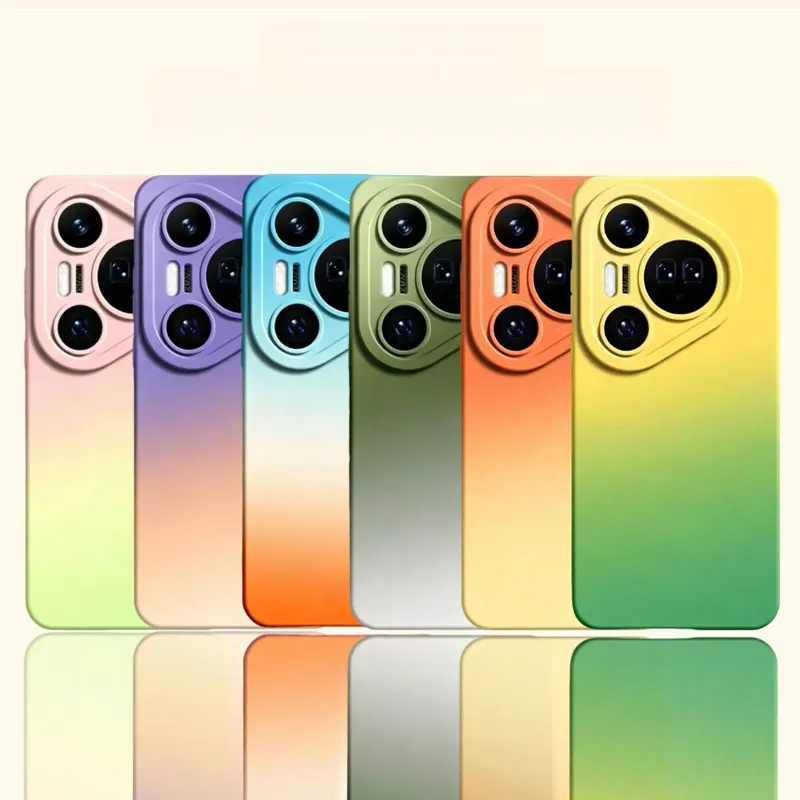 Gradient Liquid Silicone Phone Case with Matte Soft Lens Protection - Bumper Back Cover