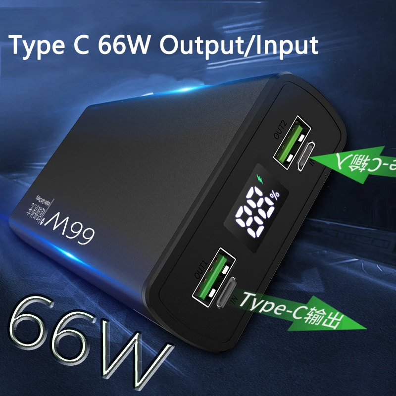 

66 Вт Тип C Супер Быстрая зарядка Power Bank 20000 мАч для Huawei P40 P50 Powerbank для iPhone 15 Samsung S21 S22 Зарядное устройство для сотового телефона