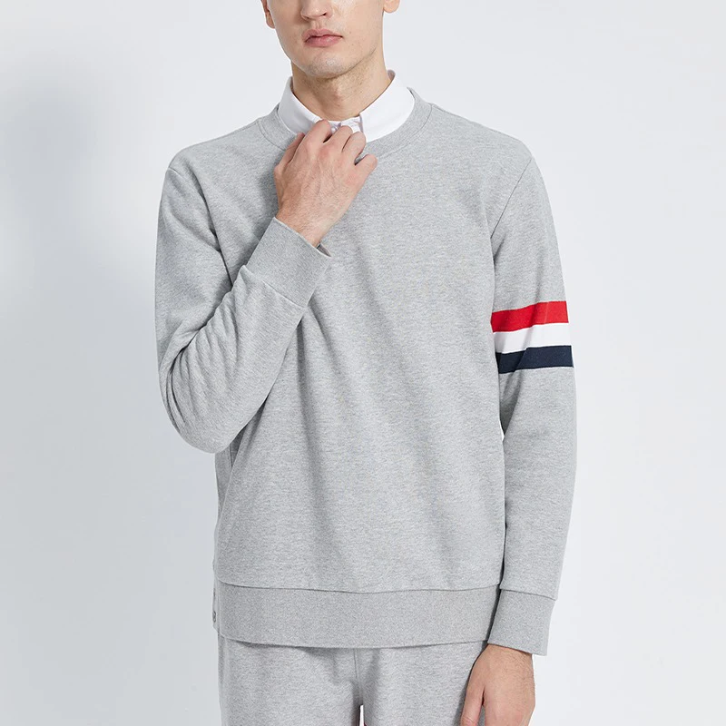 

2023 TB THOM Men's Sweatshirts High Quality Fashion Brand 4-Bar Stripe Cotton Tops Korean Style Crew Neck Casual Sweatshirts