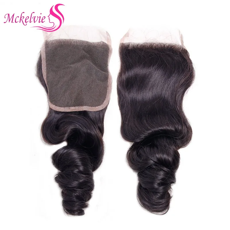 Loose Wave 4x4 Lace Frontal Human Hair Natural Color Brazilian Virgin Hair Transparent Lace Closure For Women Pre-Plucked