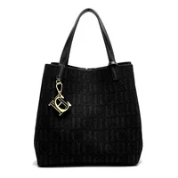 CH Women's Handbag Large Capacity Women's Simple Daily Commute Versatile Solid Color Letter Printed Design Shoulder Bag - Image 3