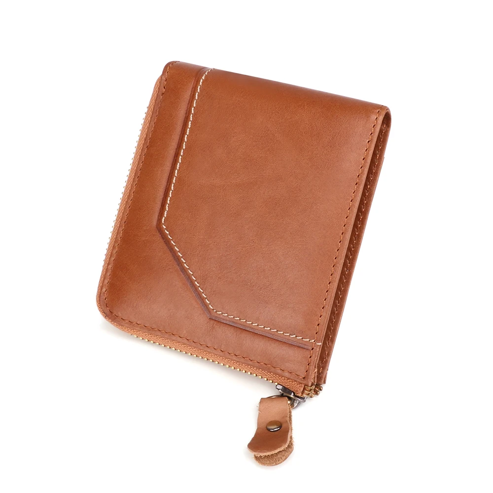 Cowhide Wallet Men Business Retro RFID Genuine Leather Wallet Multi Card Zipper Wallet Zero Wallet Card Wallet For Men