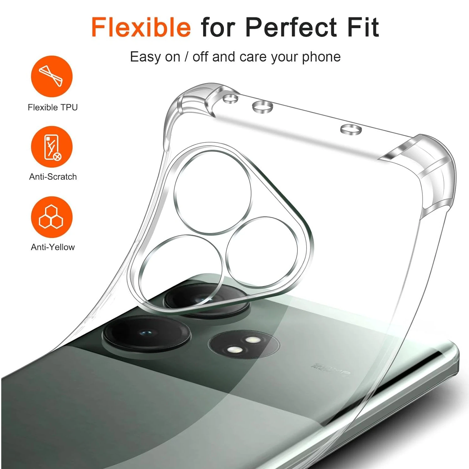 Shockproof Clear TPU Protective Phone Case with Four-Corner Reinforcement