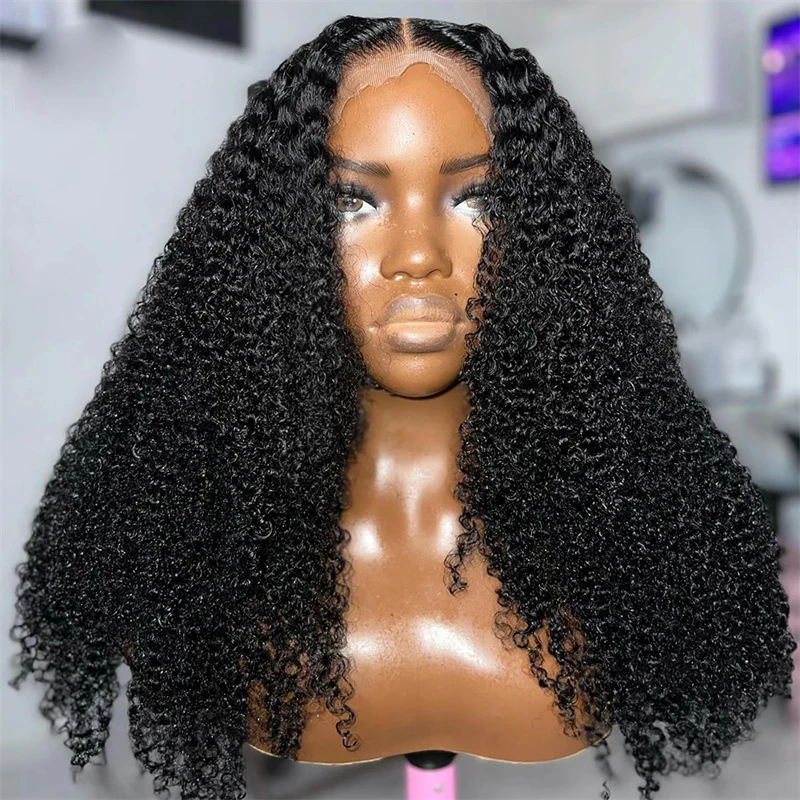

Middle Part 26inch 180Density Soft Glueless Kinky Curly Long Deep Lace Front Wigs For Balck Women Babyhair PrePlucked Daily Wear