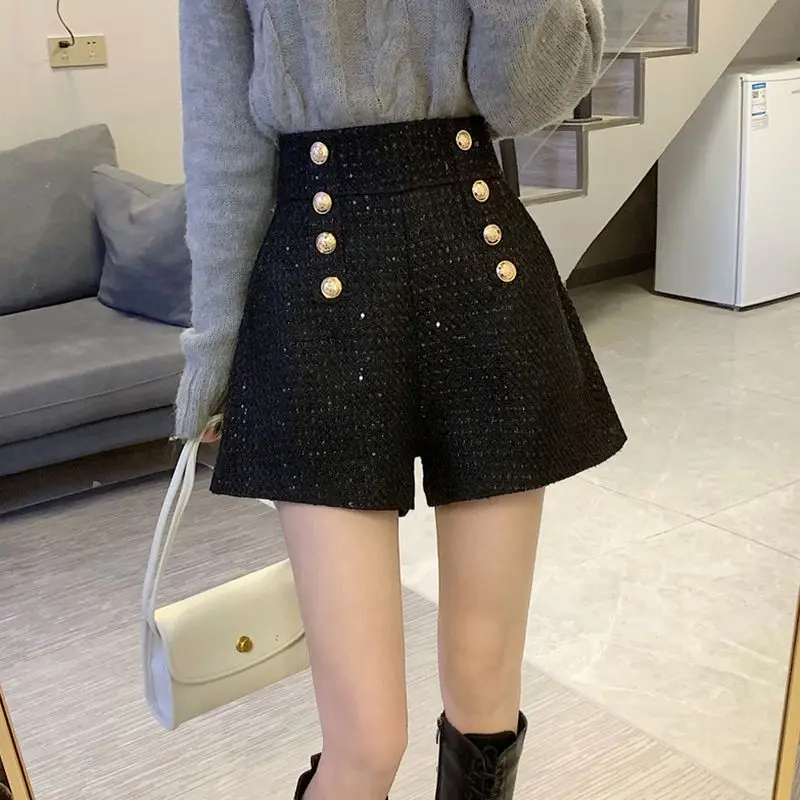 French Style Women Shorts Spring Autumn High Waisted A-line Short Casual Pants