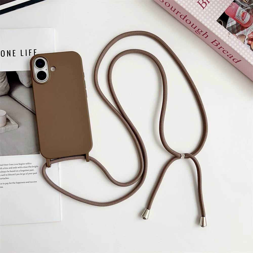 Crossbody Liquid Silicone Phone Case with Lanyard in Matte Candy Color