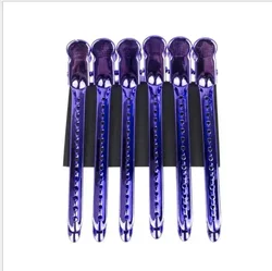12pcs Professional Hairdressing Alligator Clips - Durable Steel Hair Clamps for Styling and Sectioning (Purple)