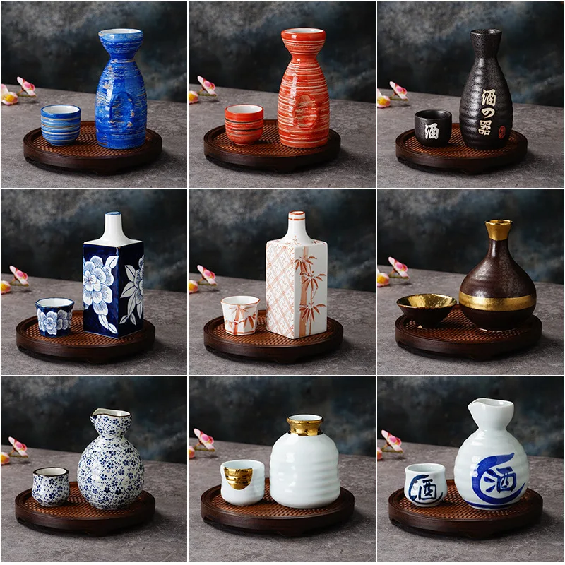 Japanese Bar Sets Ceramic Wine Set Sake Cup Flask Sprinkler Soju Bottle Cup For Restaurant Home Bar Supplies Accessories Gifts