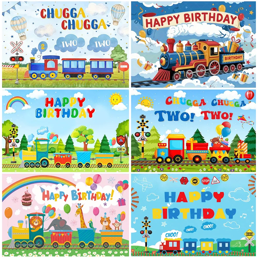 Cartoon Transport Auto Bunte Kleine Zug Thema Hintergrund Kind Geburtstag Party Dekorationen Baby Dusche Liefert Hintergrund