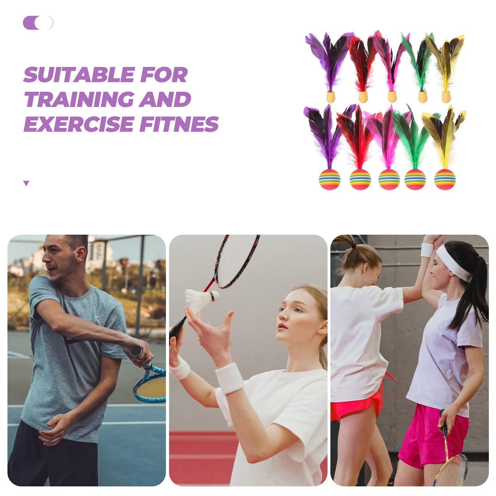 10 Pcs Sponge Color Badminton Shuttlecocks Wear Resistant Replaceable Plume Practicing Accessories Outdoor Toy High Elastic