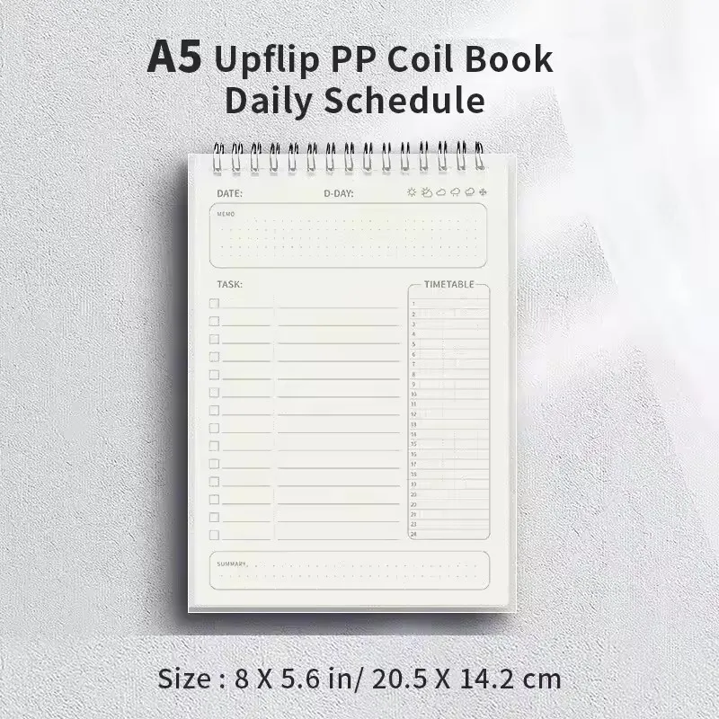 1pc Agenda Planner a Spirale A5, Blocco Note per Pianificazione Giornaliera e Lista delle Cose da Fare, 160 Pagine Spesse, Forniture per Ufficio e Scuola, Cancelleria - immagine 2
