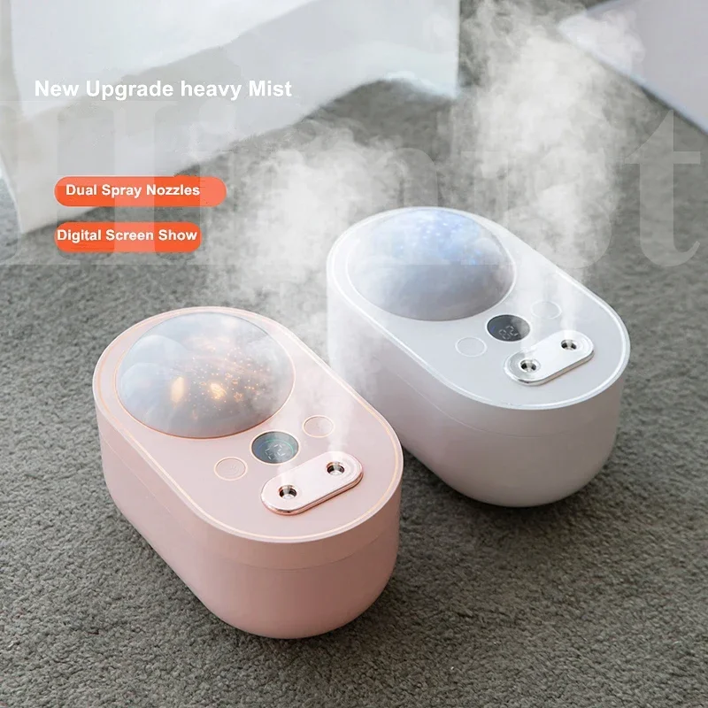 

Dual Nozzle 4000mAh Rechargeable Battery Wireless Ultrasonic Aroma Diffuser Mist Maker Fogger 1L Projection Light Air Humidifier