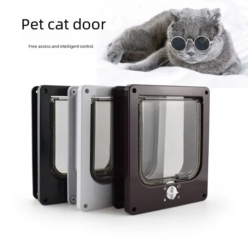 New-Pet-Supplies-Rotatable-Cat-Door-Flap-Controls-Entry-Exit-Direction ...