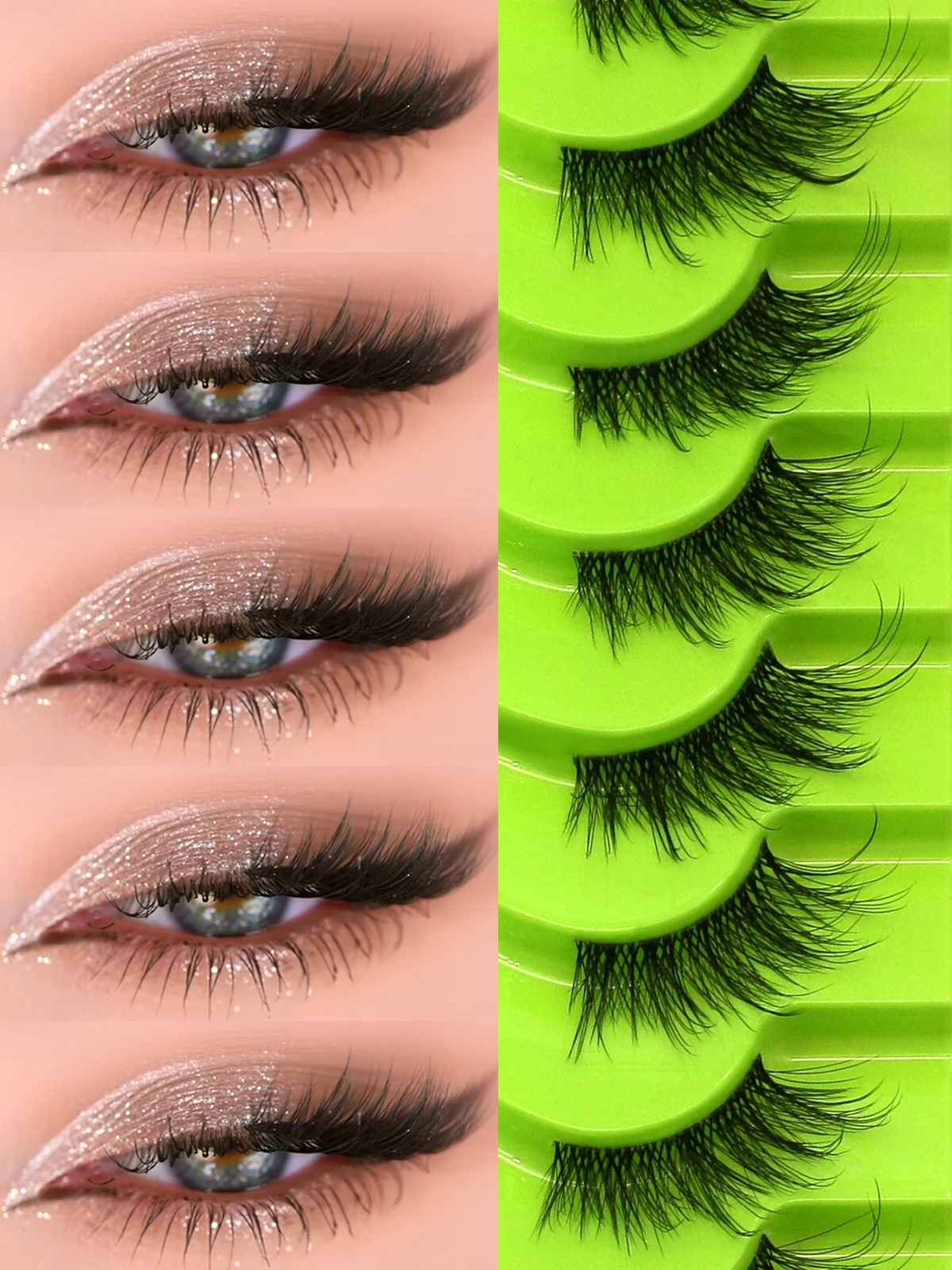 GROINNEYA Half Eyelash Cat Eye Lashes Soft Full Thick Wispy Eyelash Winged End Eye Elongated Eyelash Extension Makeup 2