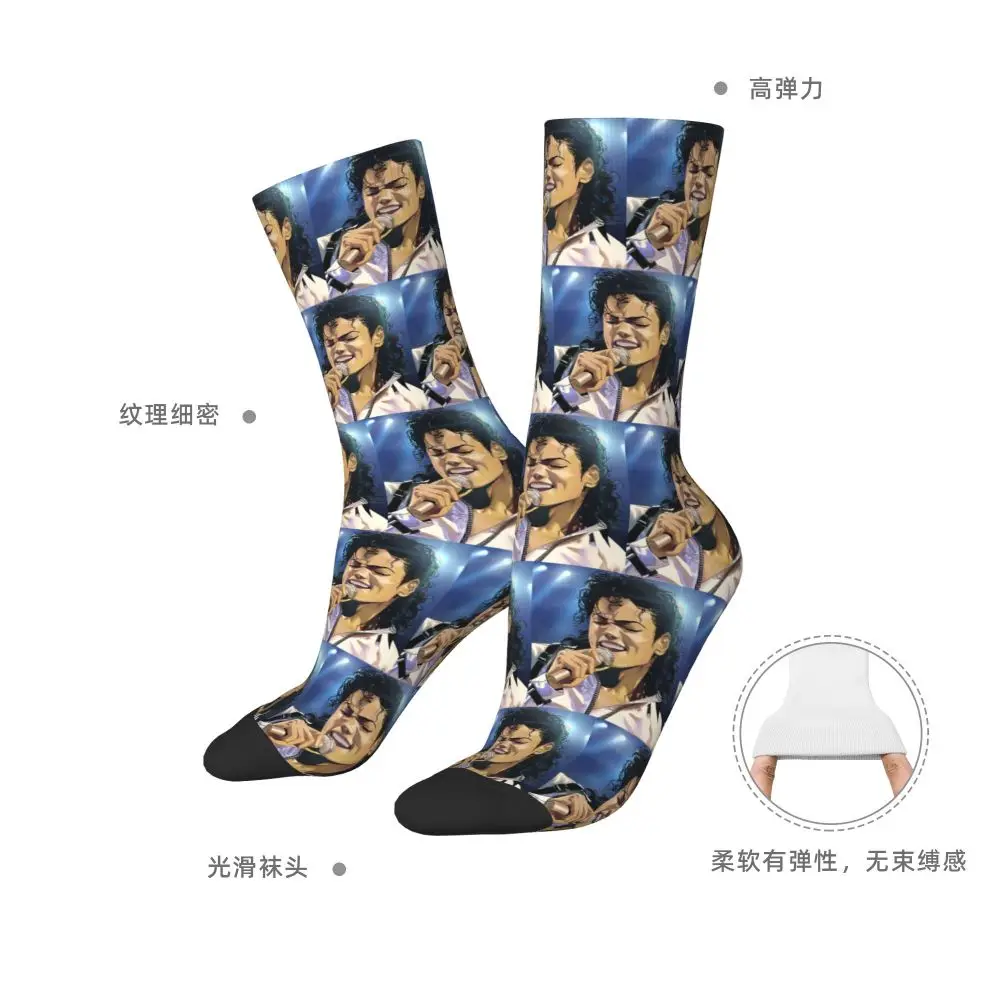 Michael Jackson Musicians Singers Dancers Socks Harajuku Stockings All Season Long Socks Accessories for Unisex Christmas Gifts