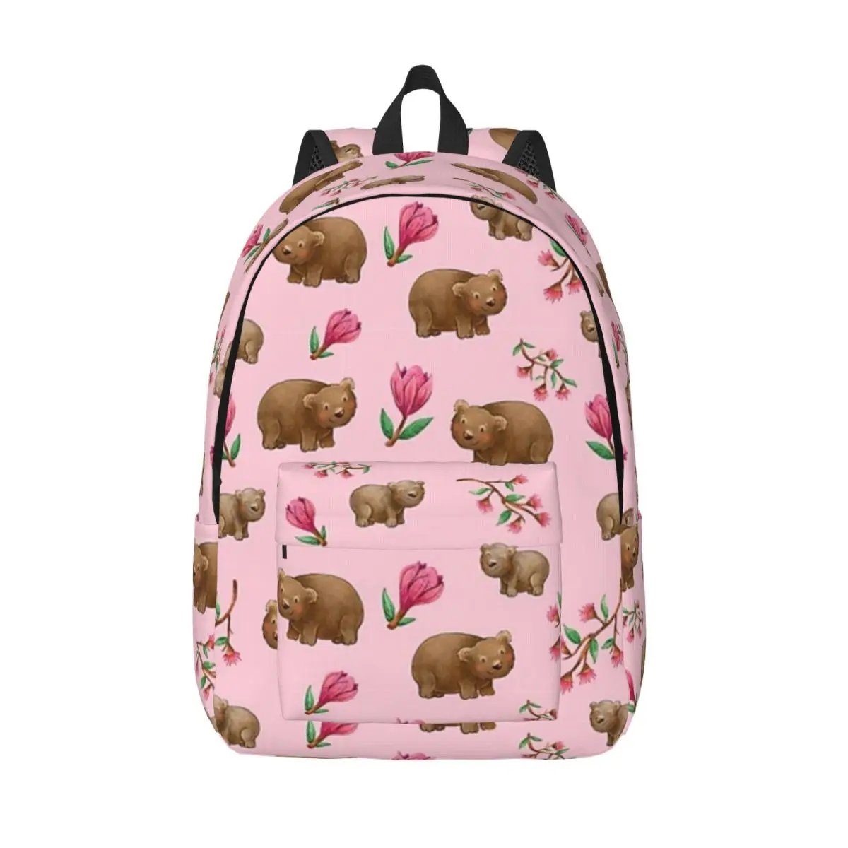 

Pink Australian Wombat Pattern Woman Small Backpack Bookbag Fashion Shoulder Bag Portability Laptop Rucksack Students School Bag