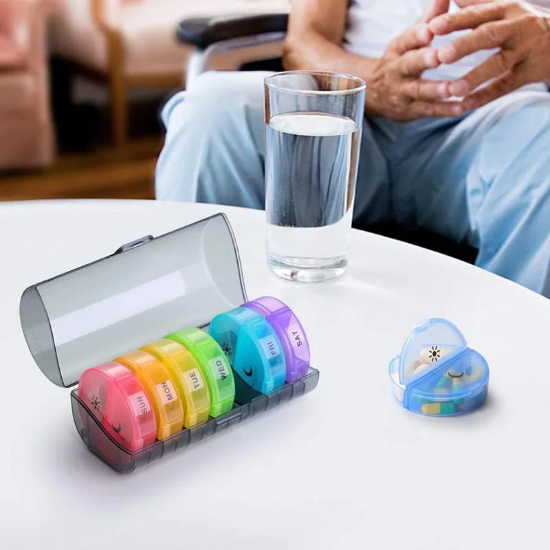 Circular Mini Travel Moisture-proof 14 Grid Medicine Box Portable Can Be  Split A Week Morning and Night Divided Plastic Pill Box - AliExpress