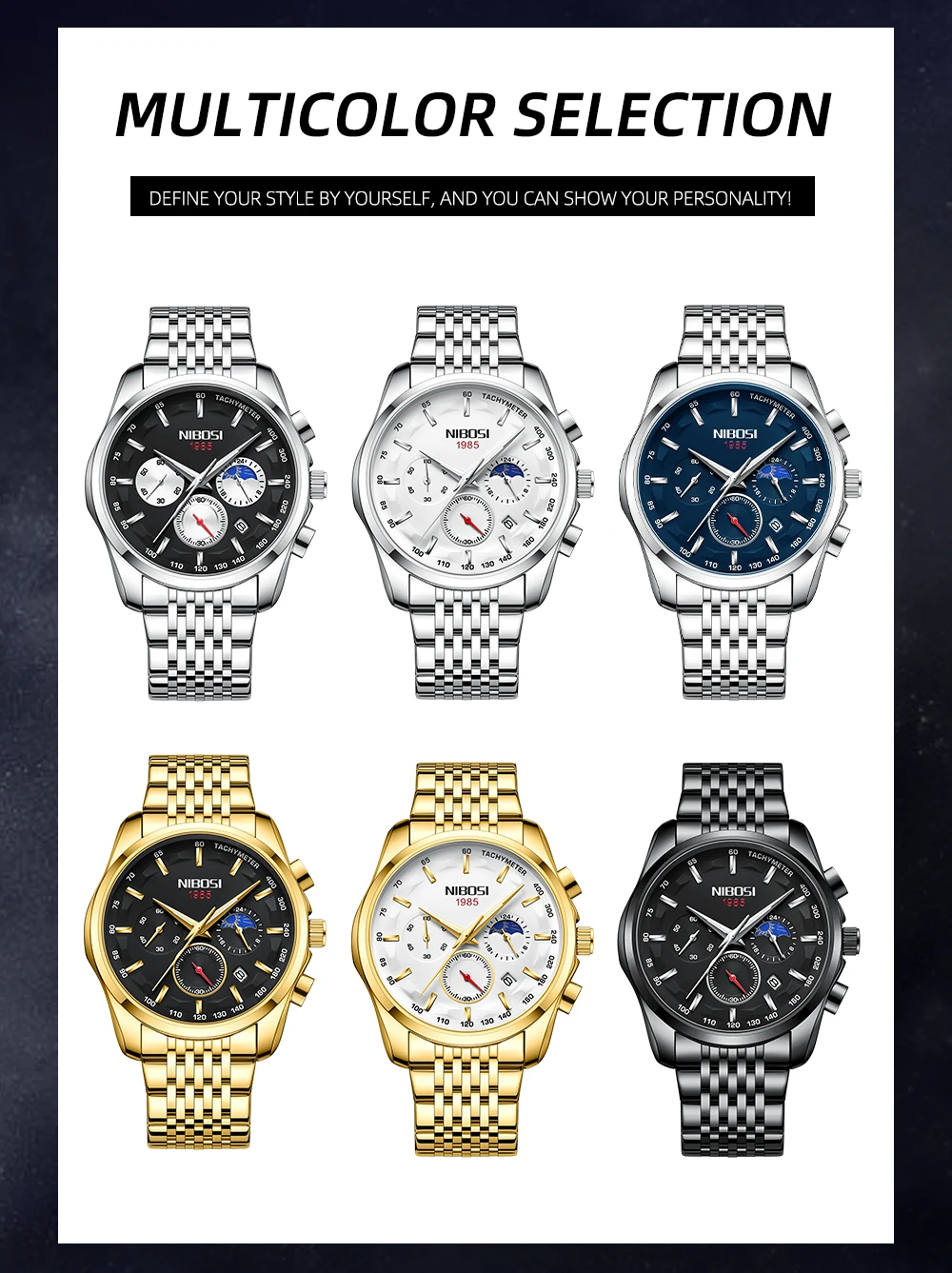 NIBOSI 2022 Relogio Masculino Fashion Brand Luxury Mens Watches Stainless Steel Waterproof Sports Quartz Men Watch For Gift Box