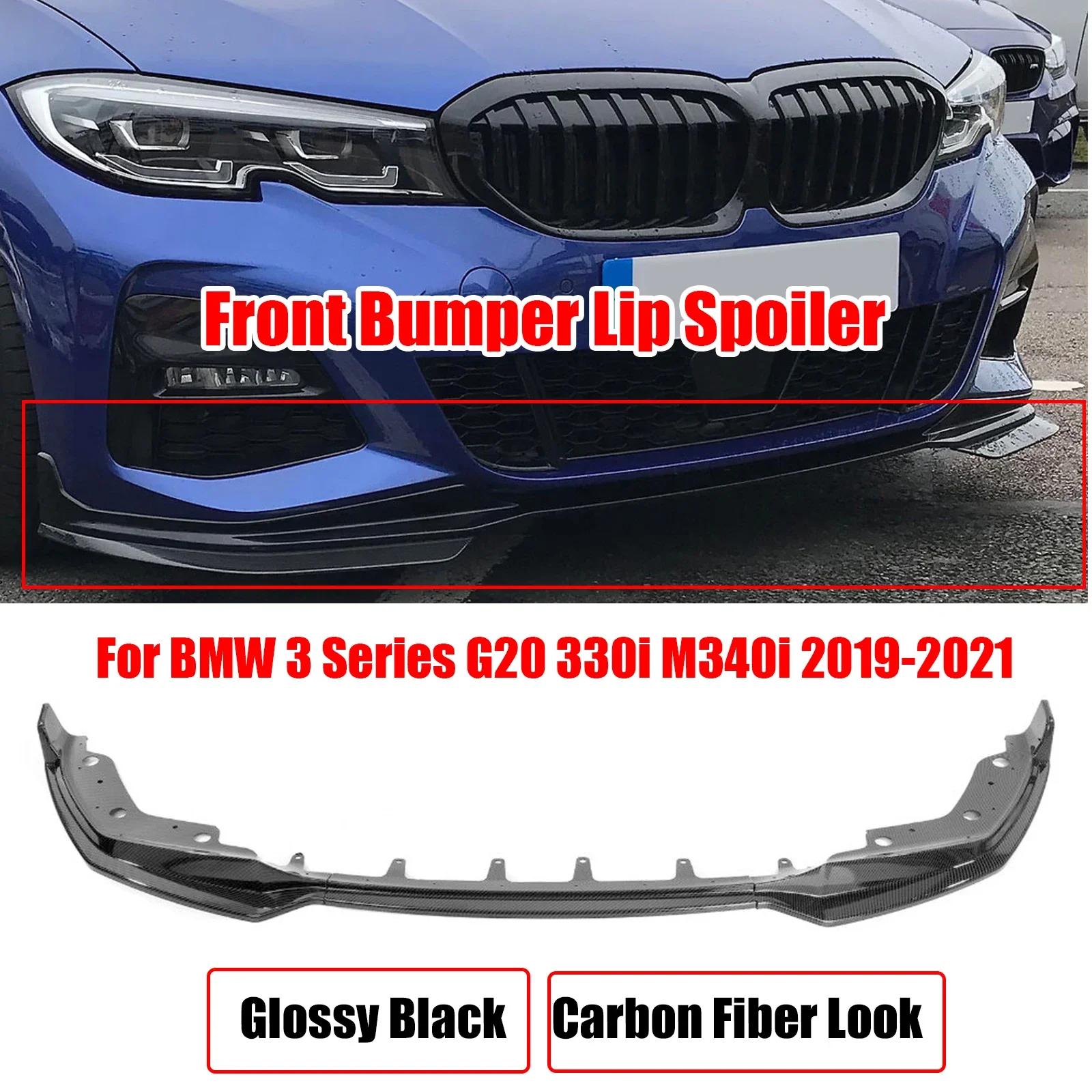 Per Bmw Serie 3 G20 330I M340I 2019-2021 Mp Stile Paraurti Anteriore Spoiler Splitter Diffusore Kit Corpo Staccabile Protezione Della Copertura