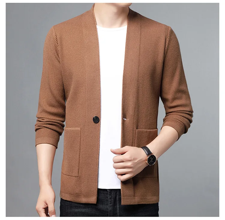 thumbnail image 1 of Chaqueta de punto de moda nueva para hombre, suéter tipo cárdigan de alta calidad, 1 of 5
