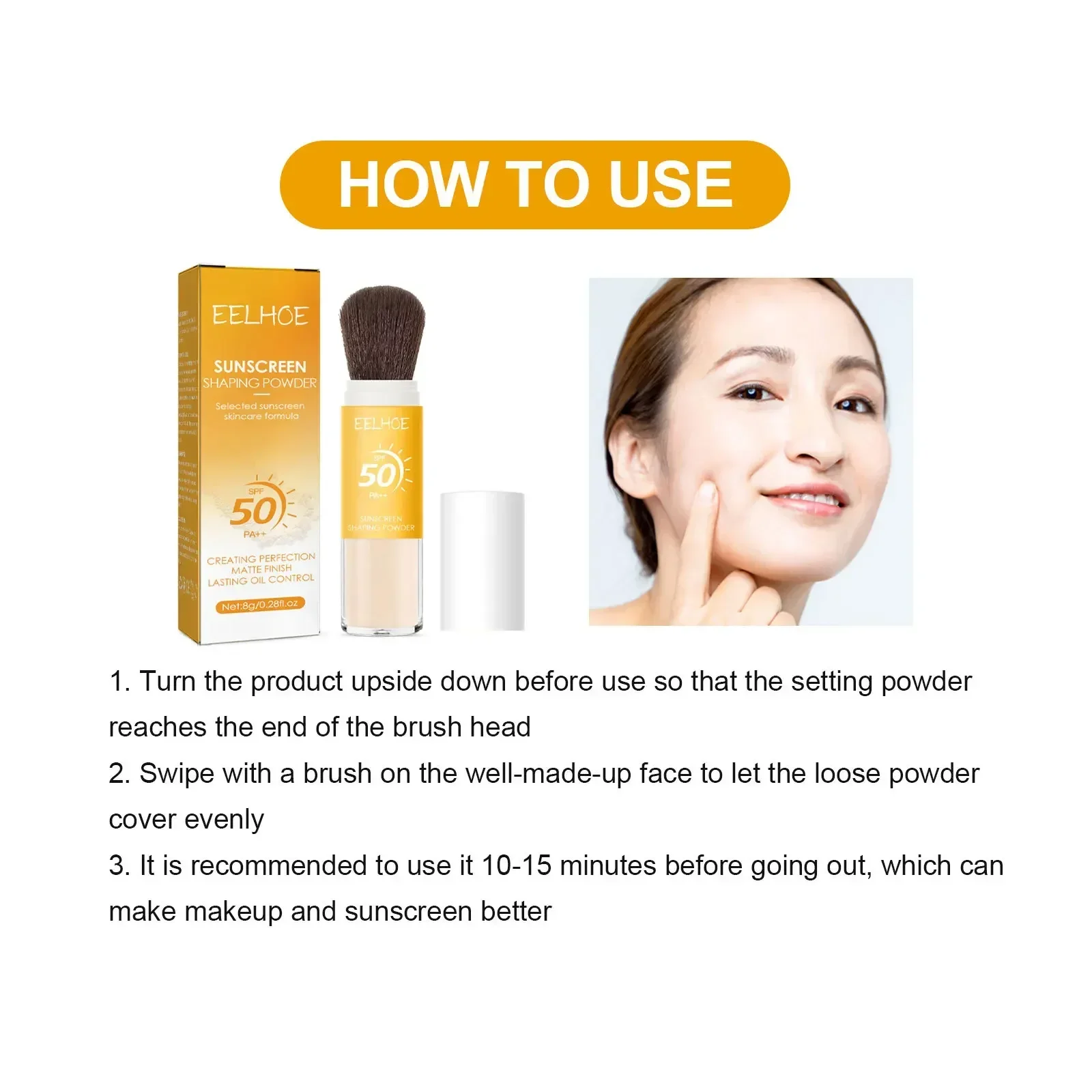 Ying59 Spf50 Sunscreen Loose Powder Sunblock Skin Protective Waterproof Invisible Pore Solar Blocker Brighten Oil Control Makeup 6