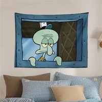 Potdemiel SpongeBob Octopus Brother Cartoon Hanging Cloth Bedroom Wall Decoration Background Cloth Cute and Funny Tapestry