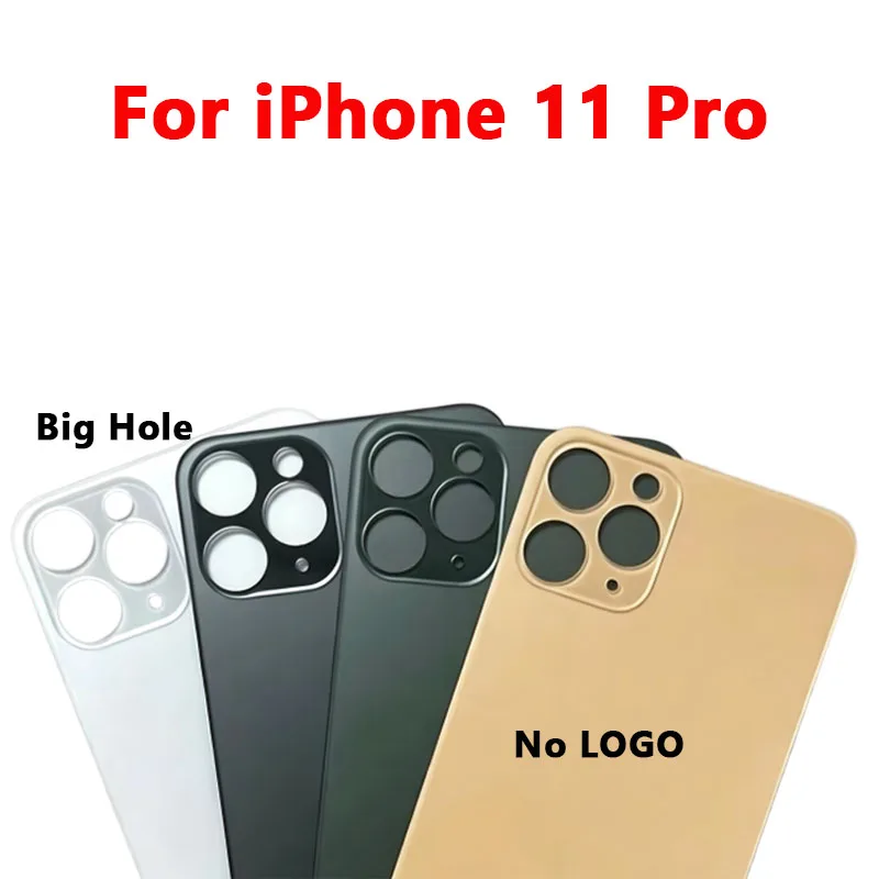 새로운 빅홀 백 하우징 배터리 커버 후면 도어 글래스 아이폰 11 11 프로 11 프로 맥스 배터리 커버 후면 글래스 로고 없음